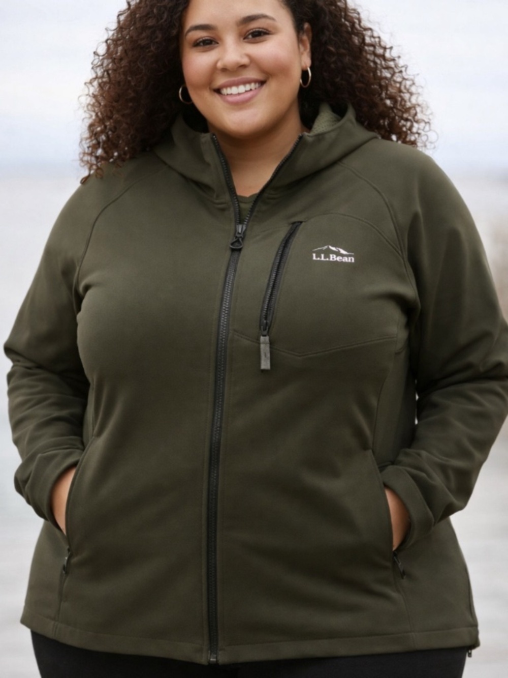 Rare L.L. Bean STORMMEGA Hooded Softshell Jacket spring hiking plus size